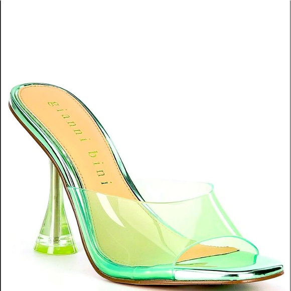 UEC Gianni Bini Oziee Vinyl Sculptural Heel Sandals Spring Green size 7.5 - Picture 2 of 10